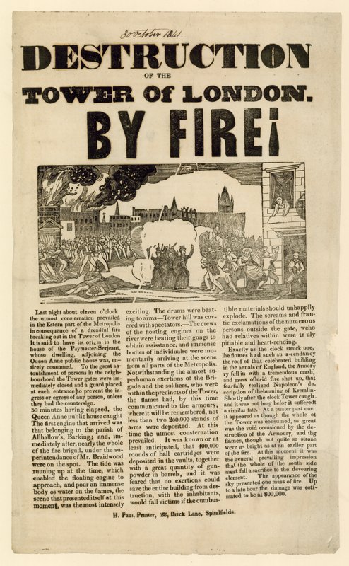 Tower of London Fire, 1841 av English School