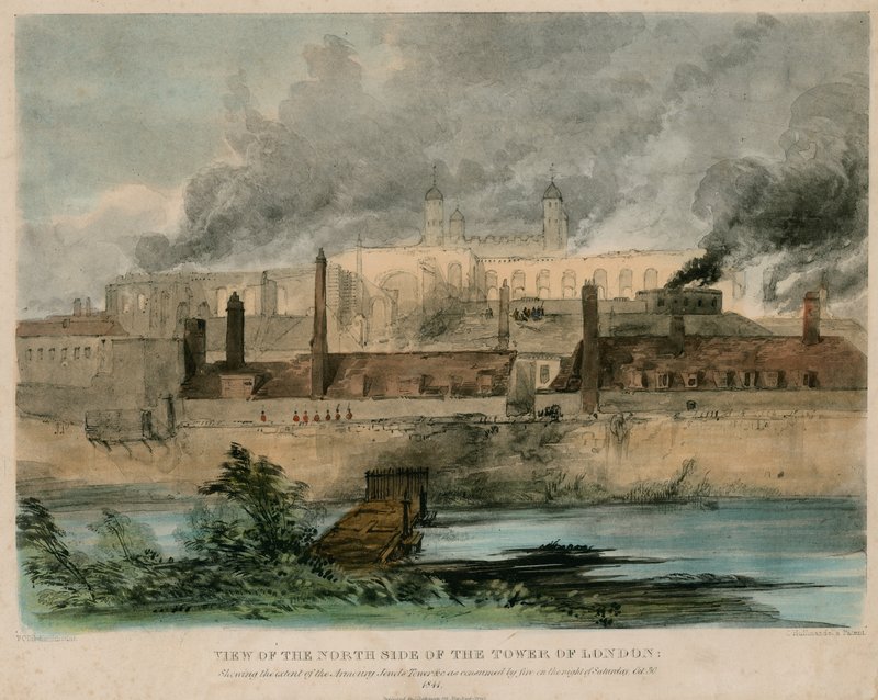 Tower of London Fire, 1841 av English School