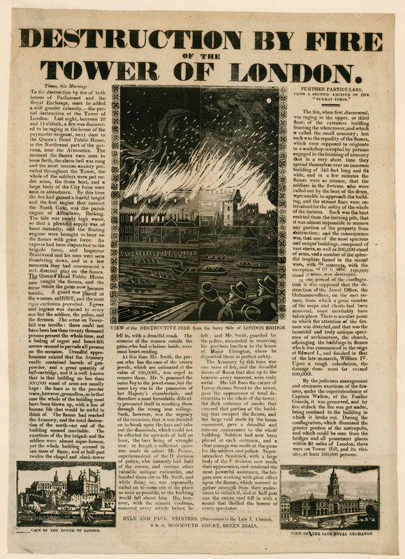 Tower of London Fire, 1841 av English School