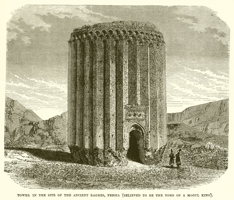 Tårn på stedet for de gamle Raghes, Persia (antas å være graven til Mogul King) av English School