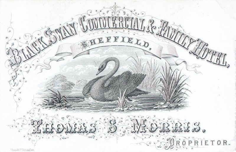 Trade card, Black Swan Commercial & Family Hotel av English School