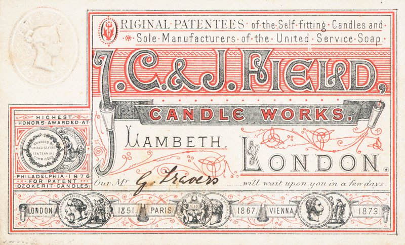 Fagkort, J C og J Field Candle Works av English School