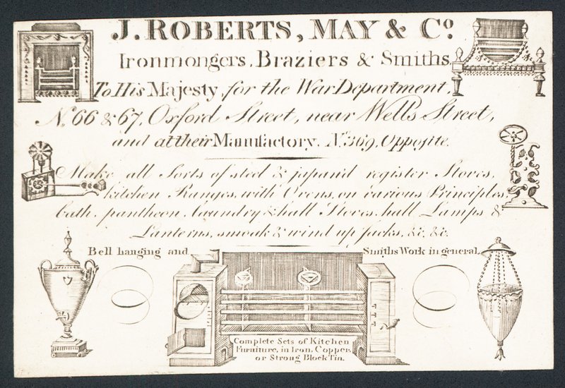 Trade card, J Roberts, May & Co av English School