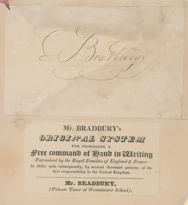Byttekort for Mr Bradburys originale system for å produsere en gratis håndbok skriftlig av English School