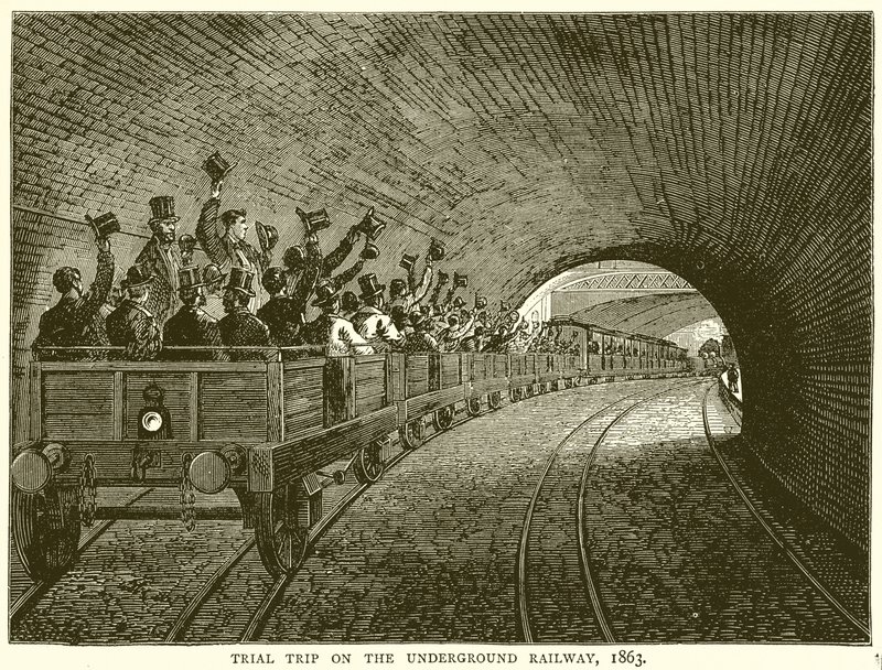 Prøvetur på den underjordiske jernbanen, 1863 av English School