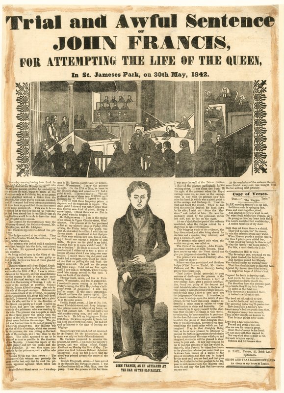 Rettssak og forferdelig dom av John Francis for forsøk på livet av dronningen, 30. mai 1842 av English School