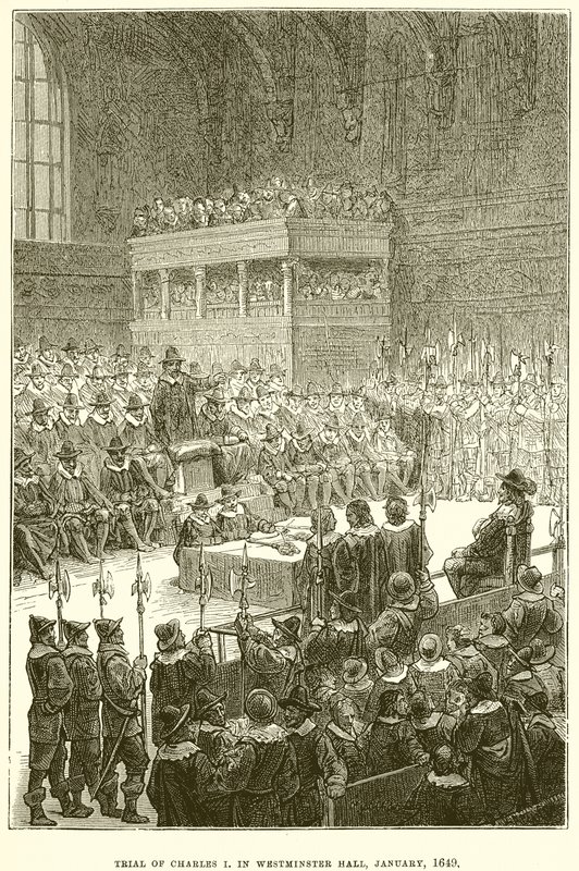 Rettssak mot Charles I i Westminster Hall, januar 1649 av English School