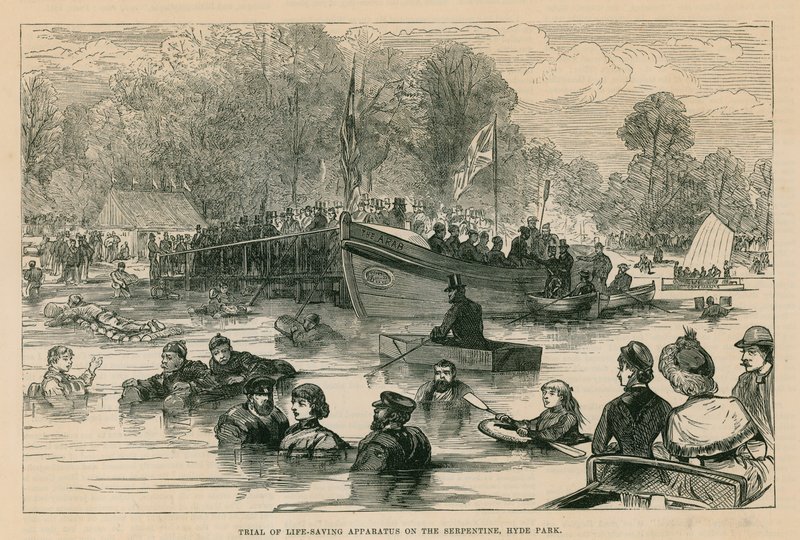Rettssak av livreddende apparater på Serpentine, Hyde Park, London av English School