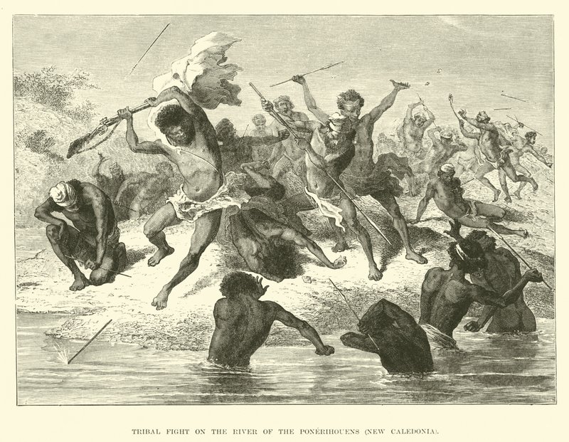 Stammekamp ved elven til Ponerihouens, Ny-Caledonia av English School