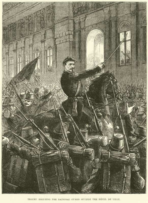 Trochu samlet nasjonalgarden utenfor Hotel de Ville, oktober 1870 av English School