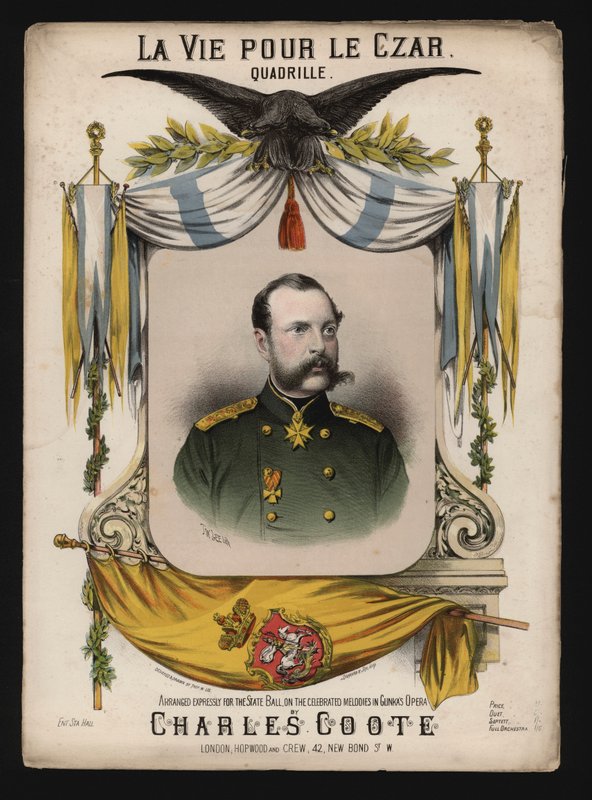 Tsar Alexander II av Russland, cover av La Vie pour le Czar, en kvadrille av Charles Coote av English School