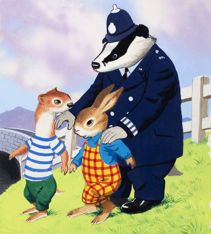 Tufty og politimann grevling av English School