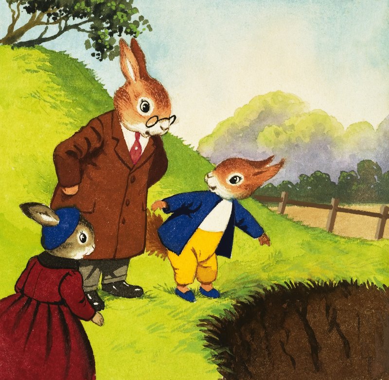Tufty peker mot hull av English School