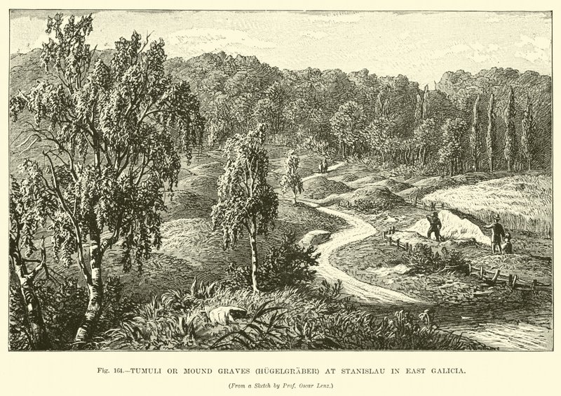 Tumuli eller Mound Graves (Hugelgraber) ved Stanislau i Øst-Galicia av English School