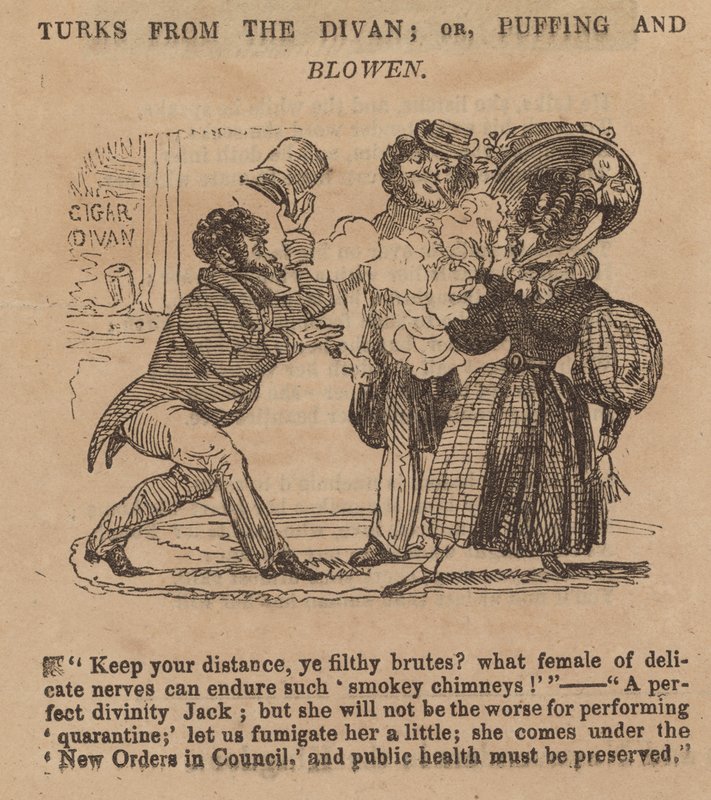 tyrkere fra Divan; eller, Puffing og Blowen; tegnefilm av English School