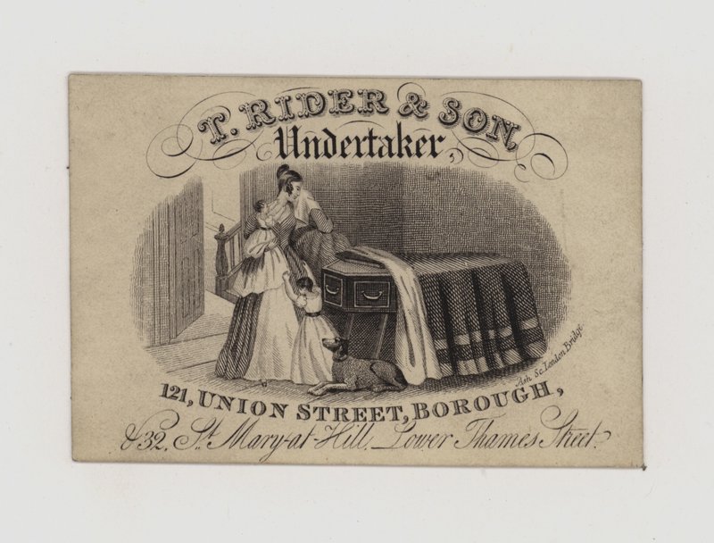 Undertakers, T Rider and Son, handelskort av English School
