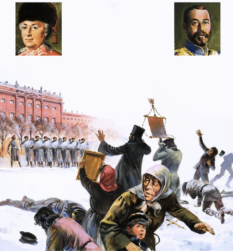 Uidentifisert scene fra den russiske revolusjonen i 1905 av English School