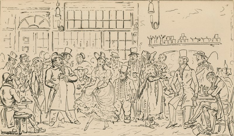 Uidentifisert scene, muligens relatert til Cock and Hen Club av English School