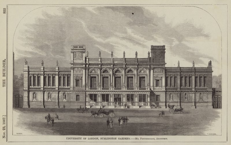 University of London, Burlington Gardens, Mr Pennethorne, arkitekt (gravering) av English School