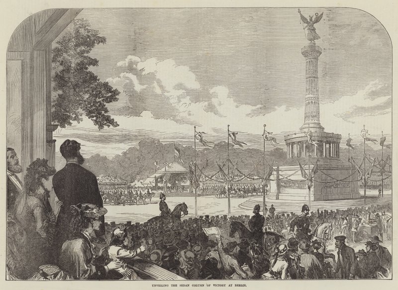 Avduking av Sedan Column of Victory i Berlin (gravering) av English School
