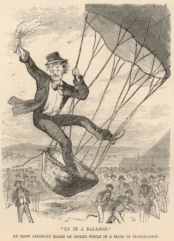 Opp i en ballong; En irsk aeronaut foretar en oppstigning i en tilstand av rus av English School