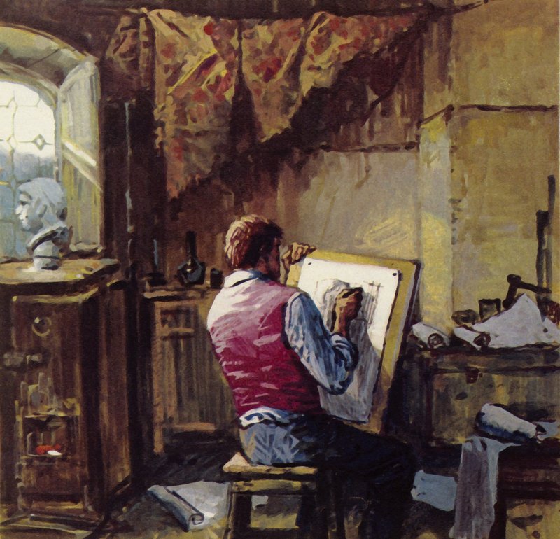 Van Gogh forlot misjonsarbeidet sitt ved gruvene og begynte å tegne i Brussel av English School