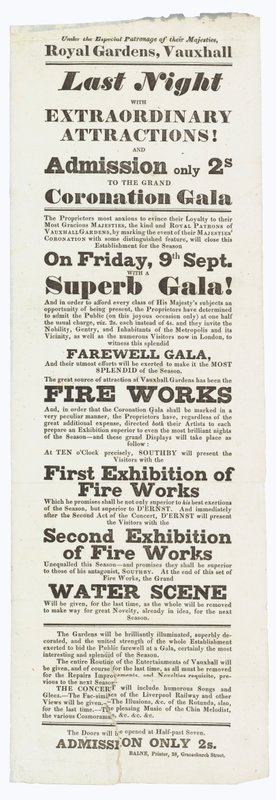 Vauxhall Gardens, annonse av English School