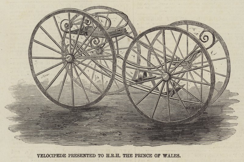 Velocipede presentert for HKH Prinsen av Wales (gravering) av English School