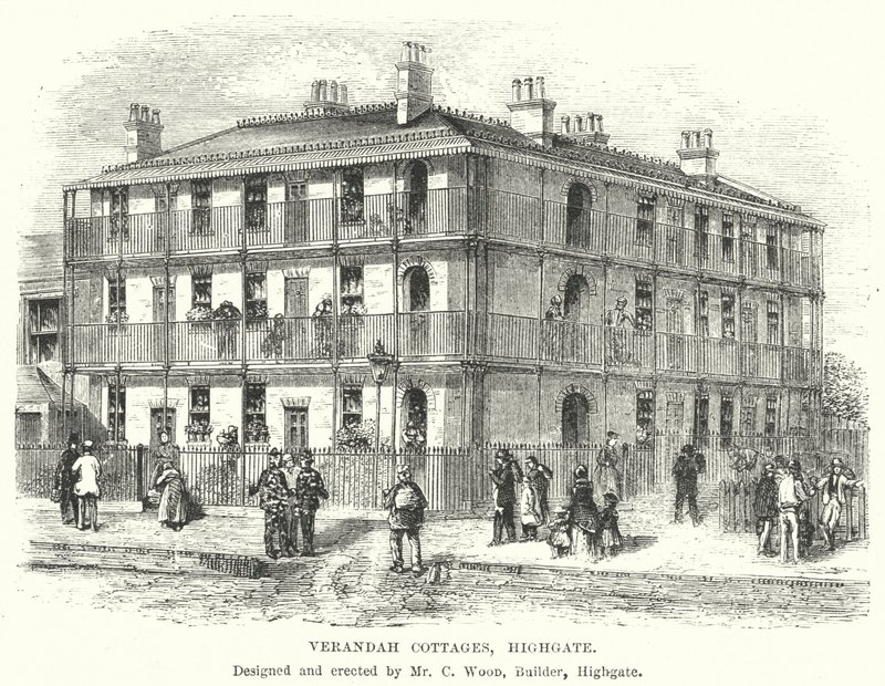 Verandah Cottages, Highgate (gravering) av English School