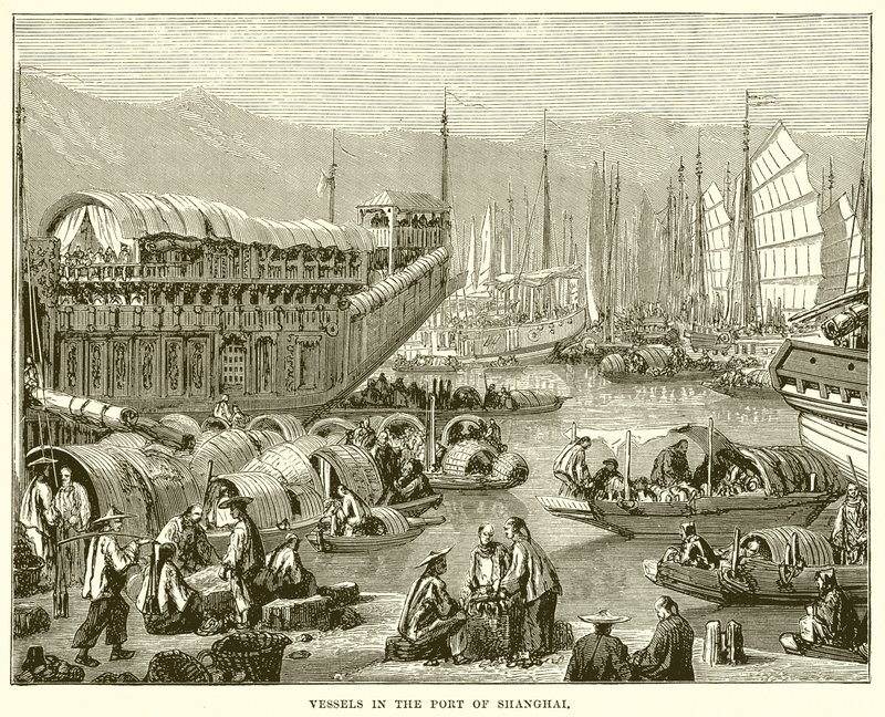Fartøyer i havnen i Shanghai av English School