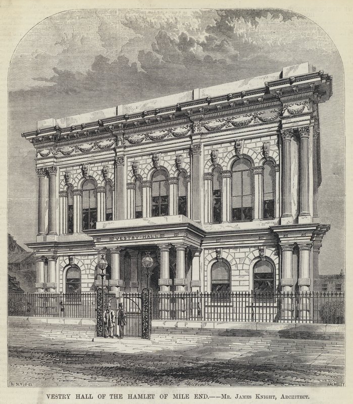 Vestry Hall of the Hamlet of Mile End (gravering) av English School