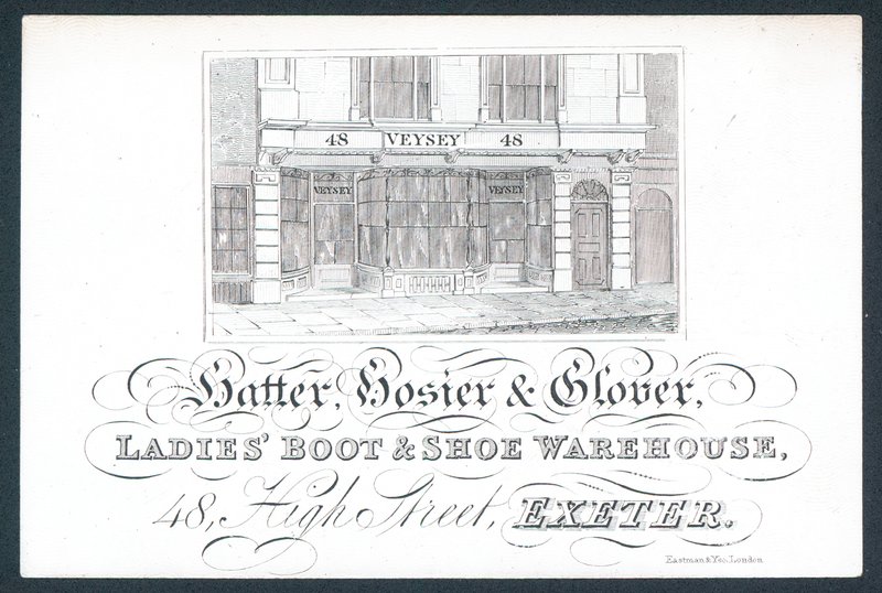 Veysey, hattemaker, strømper og glover, byttekort av English School