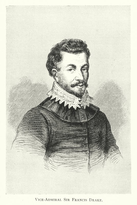 Viseadmiral Sir Francis Drake (gravering) av English School