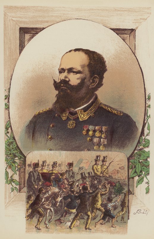 Viktor Emmanuel, Garibaldi og kongen i Napoli (fargelitografi) av English School