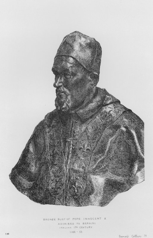 Victoria And Albert Museum: Bronse Bust of Pope Innocent X, tilskrevet Bernini, italiensk av English School