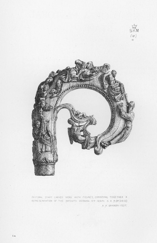 Victoria And Albert Museum: Pastoral Staff, utskåret elfenben, med figurer, komponerer sammen en representasjon av fødselen, tysk av English School