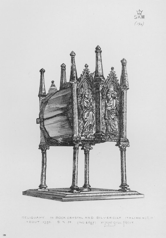 Victoria And Albert Museum: Relikvieskrin, i bergkrystall og forgylt sølv, italiensk, ca 1350 av English School