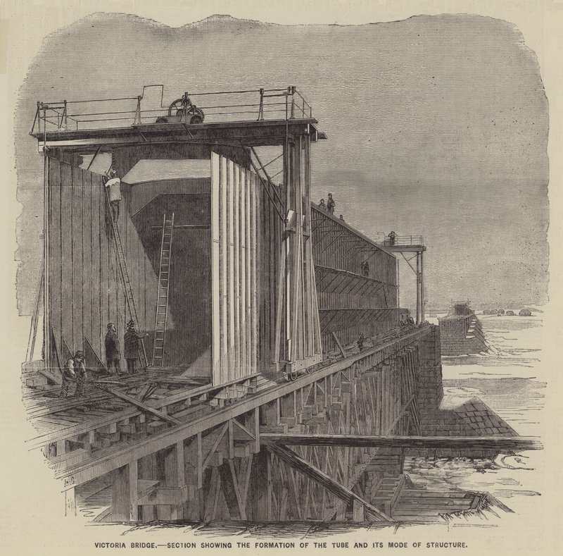 Victoria Bridge, snitt som viser rørets dannelse og struktur (gravering) av English School