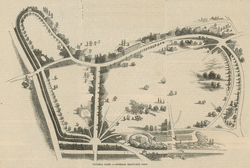 Victoria Park, generell fugleperspektiv av English School
