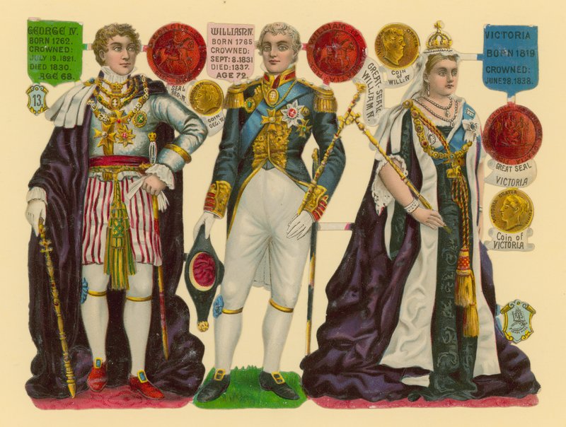 Viktoriansk skrap: Kong George IV, Kong William IV, Dronning Victoria av English School
