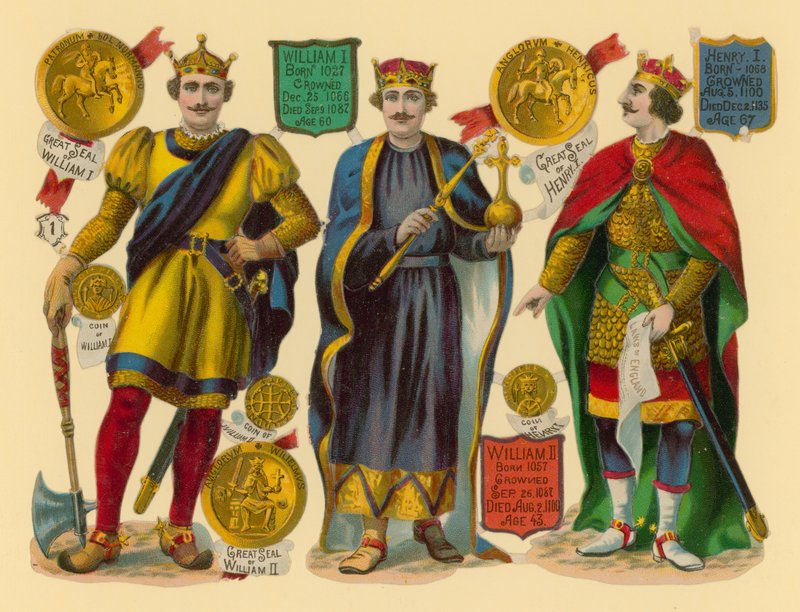 Viktoriansk skrap: kong William I, kong William II, kong Henry I av English School