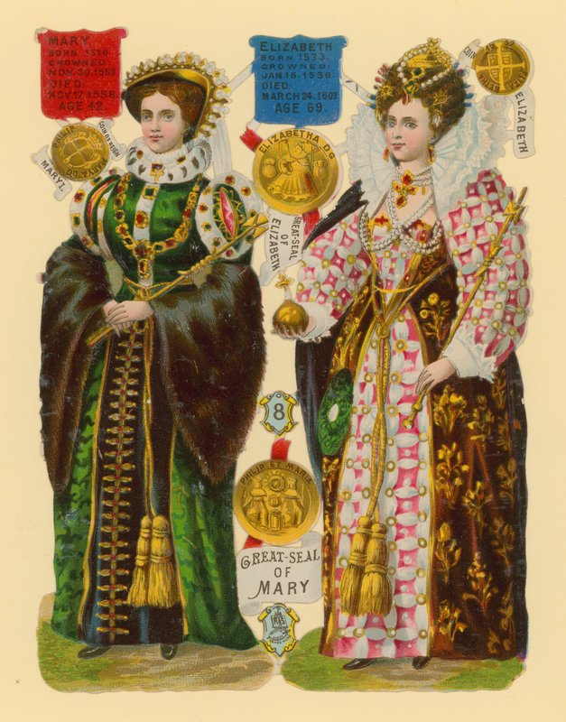 Viktoriansk skrap: Queen Mary I, Queen Elizabeth I av English School