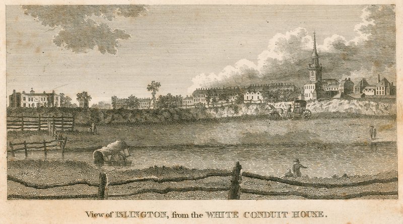 Utsikt over Islington fra White Conduit House, Pentonville, London av English School