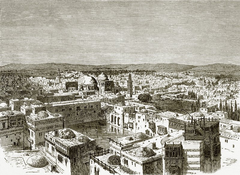 Utsikt over Jerusalem fra over Hiskias basseng av English School