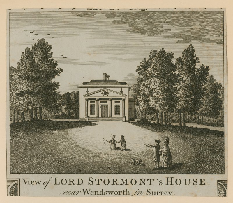 Utsikt over Lord Stormonts House nær Wandsworth i Surrey av English School