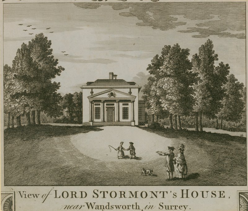 Utsikt over Lord Stormonts House nær Wandsworth i Surrey av English School