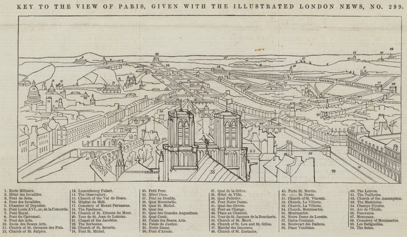 Utsikt over Paris, gitt med The Illustrated London News (gravering) av English School