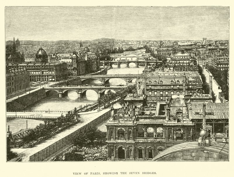 Utsikt over Paris, som viser de syv broer av English School