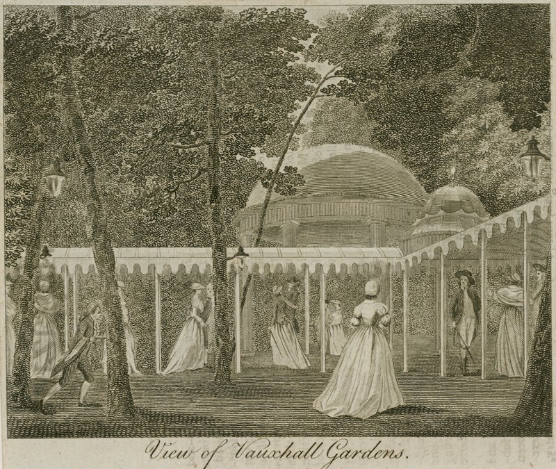 Utsikt over Vauxhall Gardens, London av English School