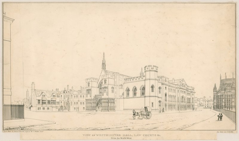 Utsikt over Westminster Hall, Law Courts, etc., fra nordvest av English School